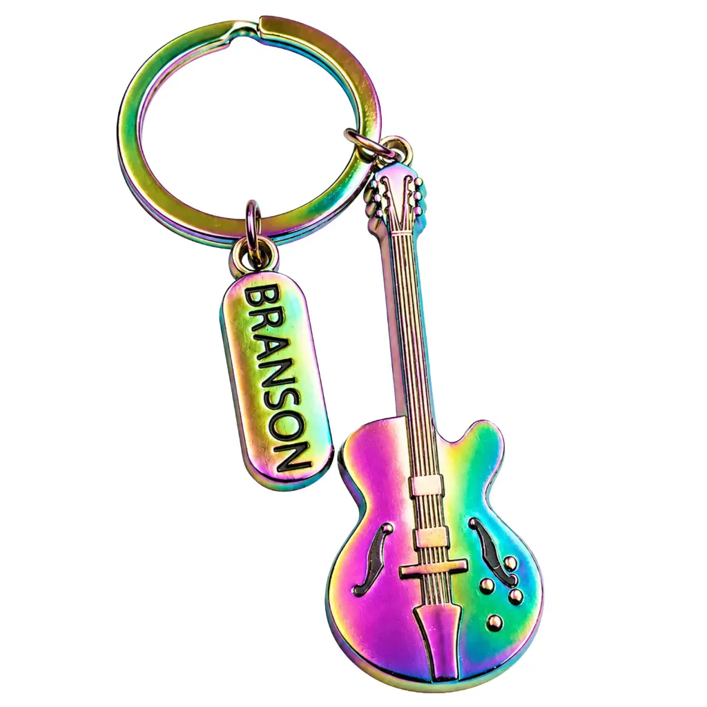 [XBR6292] Branson Keychain - Guitar Rainbow w/Charm