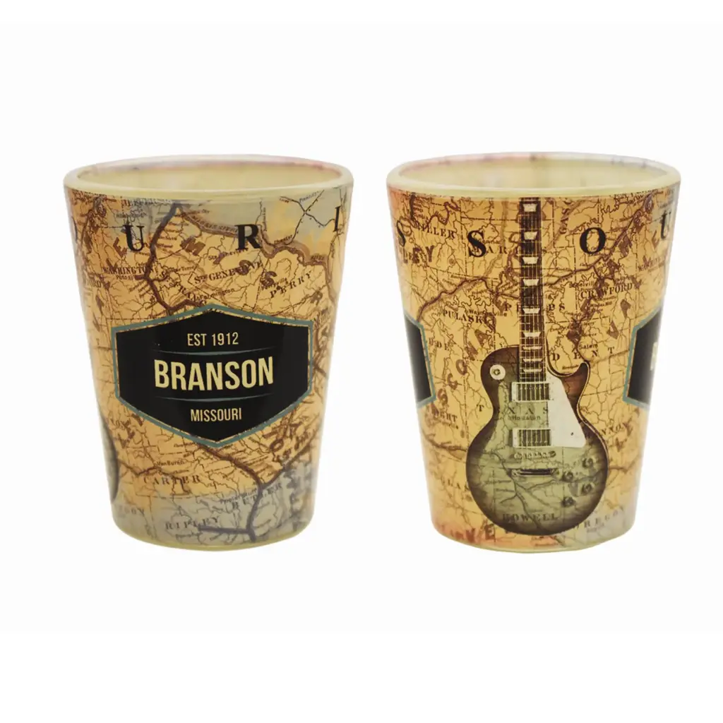 [XBR6391] Branson Shot Glass - Map w/Guitar