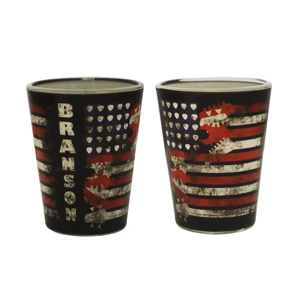 Branson Shot Glass - Flag w/ Guitars