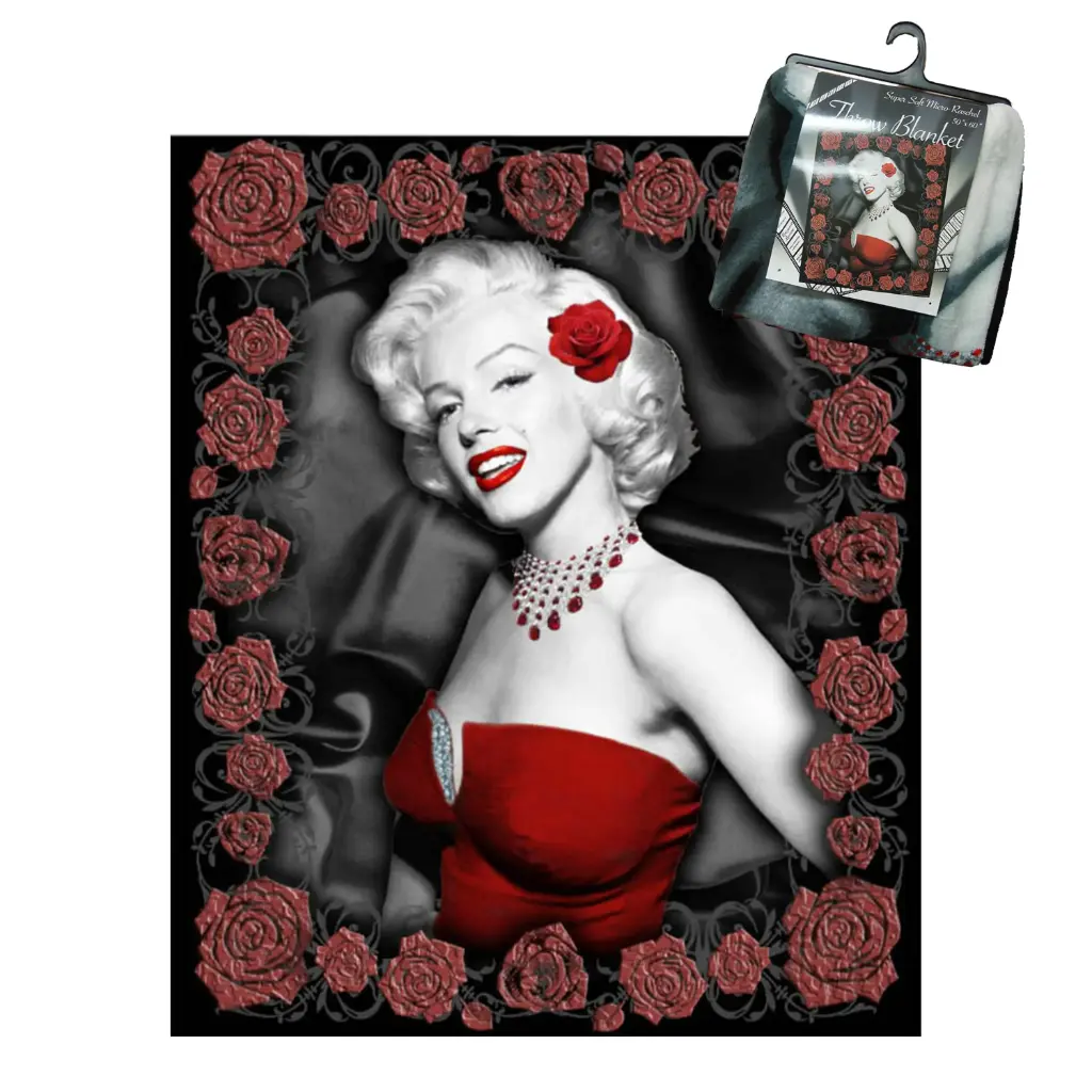 [Y4943] Marilyn Monroe Throw Blanket - Red Roses