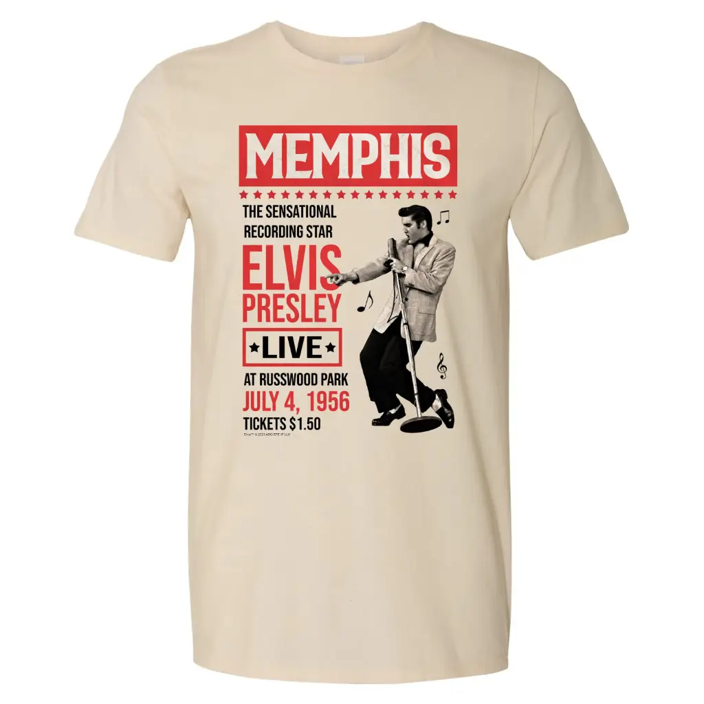 [E9057M] Elvis T-Shirt - Memphis Poster (Medium)