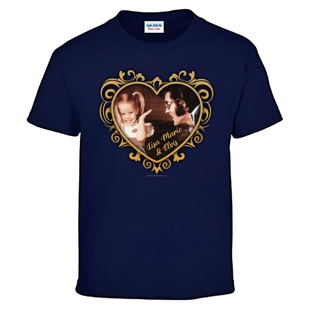 [E9060L] Elvis T-Shirt - Elvis & Lisa Marie Blue (Large)