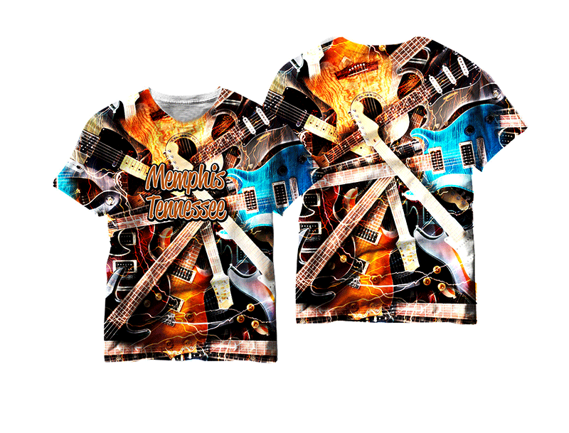 [M5682M] Memphis T-Shirt Guitar Collage (Medium)
