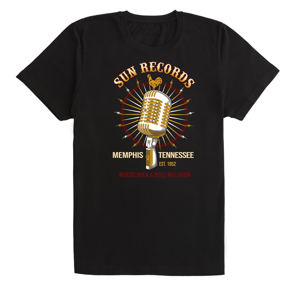 [SR6692L] Sun Record T-Shirt - Black With Microphone (Large)