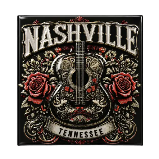 [N7112] Nashville Magnet - Guitar with Roses