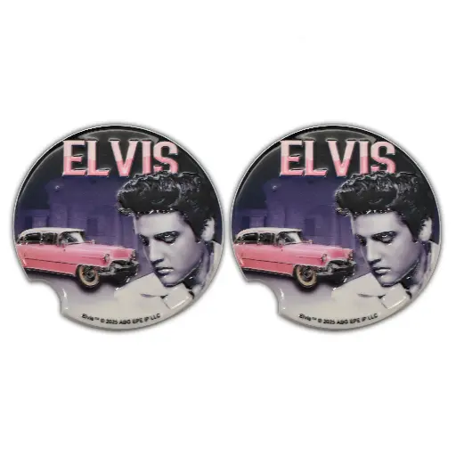 [E9137] Elvis Car Coasters Set of 2 - Pink Caddy