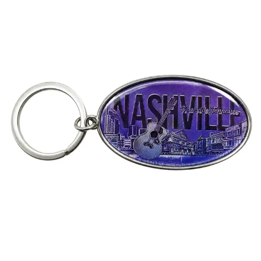 [N7187] Nashville Keychain - Skyline Oval Foil