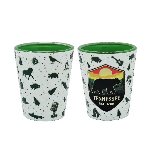 [T7170] Tennessee Shot Glass - Bear & Icons Embossed
