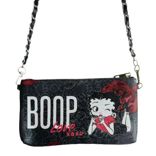 [BB7159] Betty Boop Purse - Red Roses w/ Chain