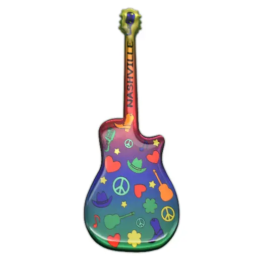 [N7129] Nashville Sticker - Guitar Colorful Puffy