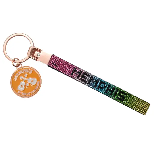 [M7090] Memphis Keychain - Wristlet w/ Rhinestone Rainbow