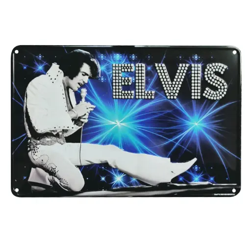 [E9144] Elvis Sign - Blue on Stage 8x11.5