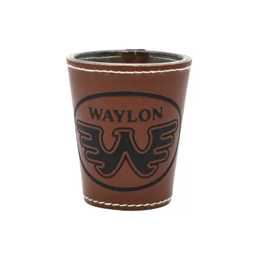[JEN7267] Waylon Jennings Shot Glass - Leather