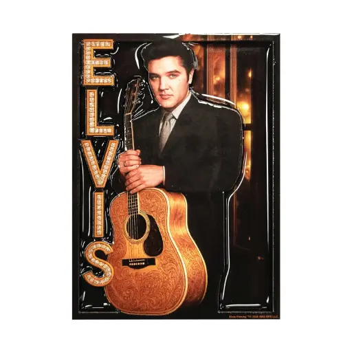[E9147] Elvis Magnet - Gold Name Bling Laser 3D