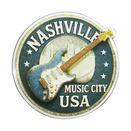 [N7275] Nashville Magnet - Music City Round Tin