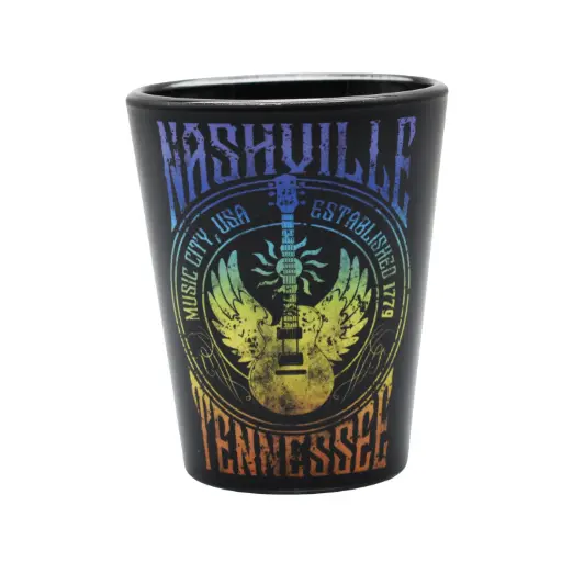 [N7293] Nashville Shot Glass - Guitar w/ Wings Matte