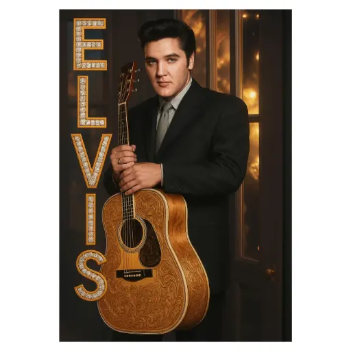 [EMSP9146] Elvis Postcards - Gold Name Bling - Pack of 50
