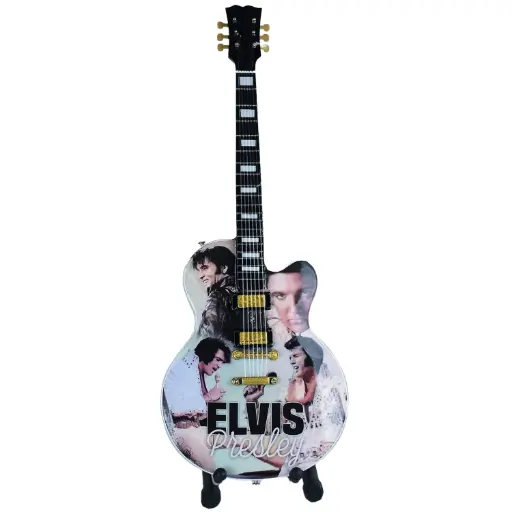 [E9139] Elvis Guitar  - Collage 10" Tall with Stand