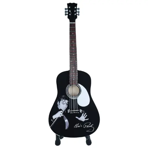 [E9140] Elvis Guitar - Black 10" Tall with Stand