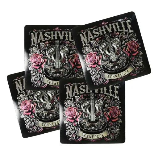 [N7313] Nashville Coasters - Pink Roses Foil Set