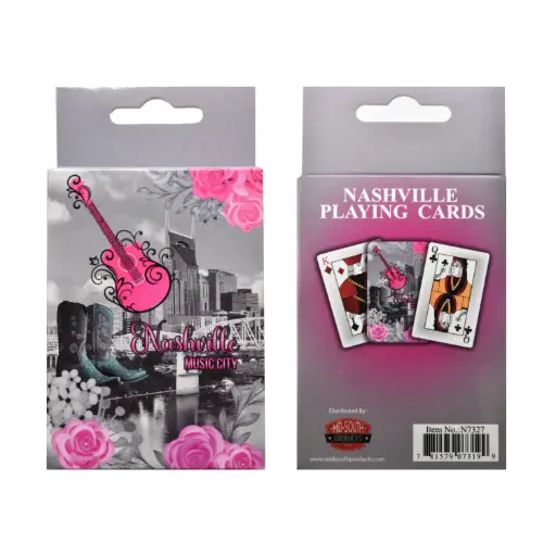 [N7327] Nashville Playing Cards - Pink Roses Skyline