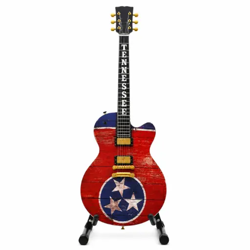 [T7324] Tennessee Guitar - State Flag 10" Tall with Stand