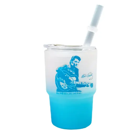 [E9167] Elvis Shot Glass - Frosted Mini Tumbler Blue