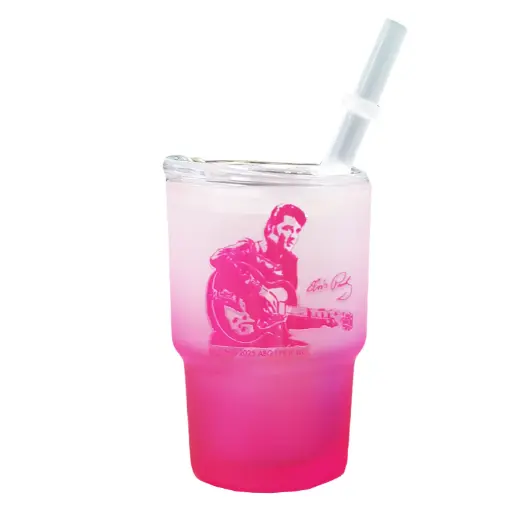 [E9168] Elvis Shot Glass - Frosted Mini Tumbler Pink