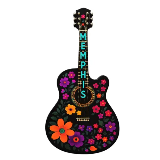[M7370] Memphis Magnet - Guitar with Flowers