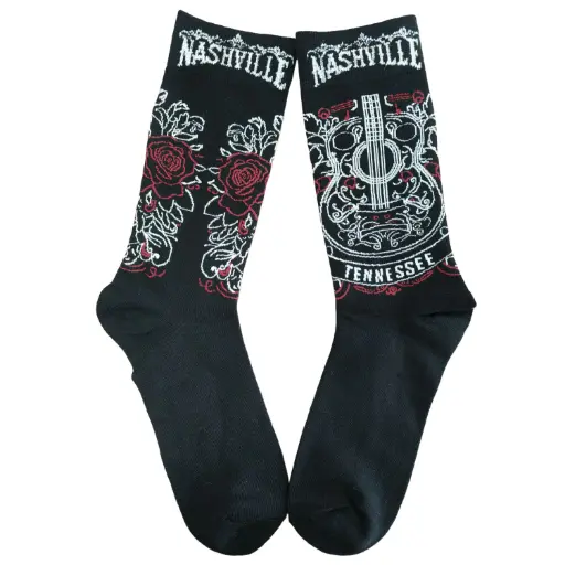 [N7377] Nashville Socks - Guitar Red Roses
