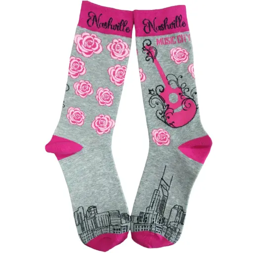 [N7378] Nashville Socks - Pink and Gray Skyline