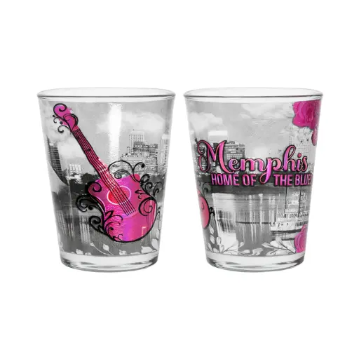 [M7388] Memphis Shot Glass - Skyline Pink Roses