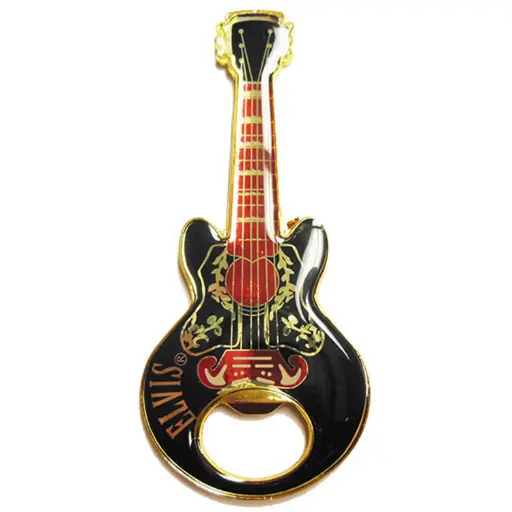 [E8060A] Elvis Bottle Opener And Magnet - Guitar Black