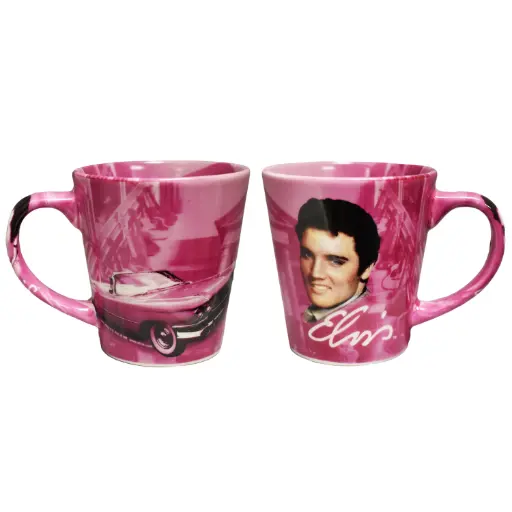 [E8433] Elvis Mug - Pink With Guitars