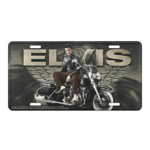 [E8635] Elvis License Plate - Motorcycle With Wings