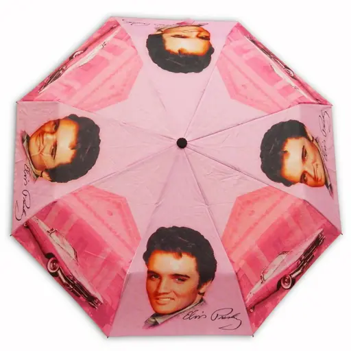 [E8677] Elvis Umbrella - Pink With Guitars