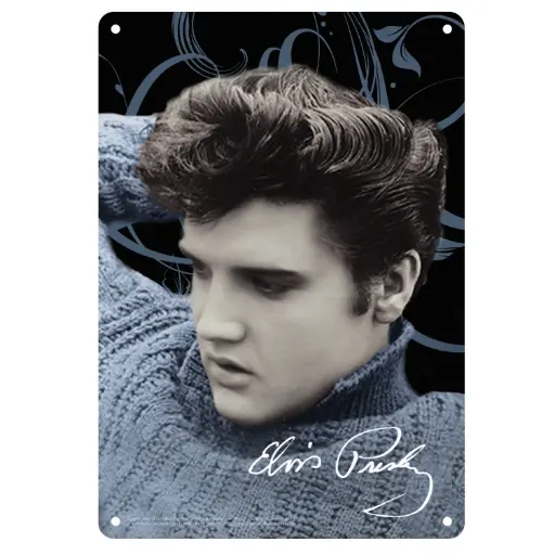 [E8682] Elvis Sign - Blue Sweater