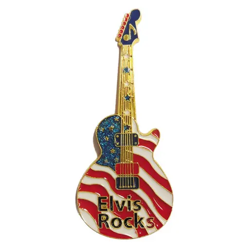 [E8714] Elvis Magnet - Guitar Flag Rocks