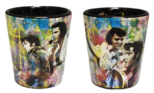 [E8733] Elvis Shot Glass - Colorful Collage