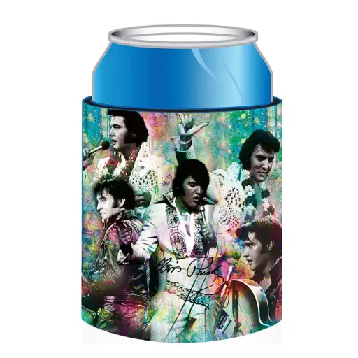 [E8737] Elvis Huggie/Koozie - Colorful Collage