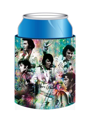 [E8737] Elvis Huggie/Koozie - Colorful Collage