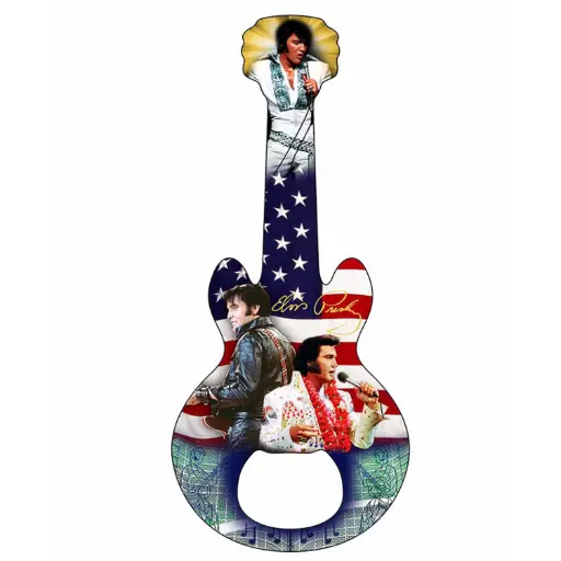 [E8742] Elvis Bottle Opener And Magnet - Flag Collage