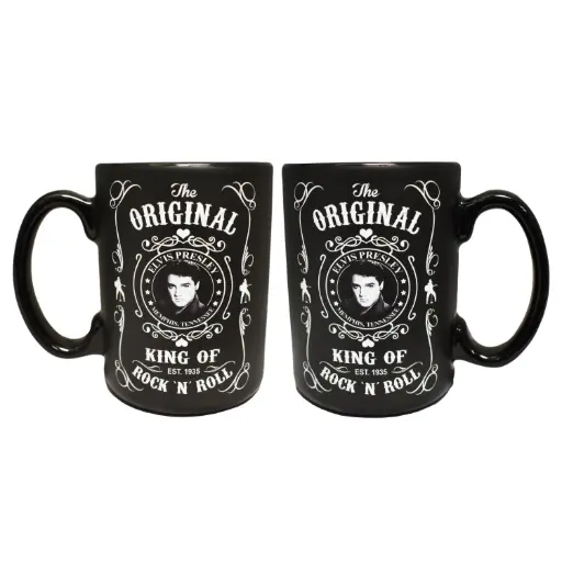 [E8747] Elvis Mug - Blk & Wht Est.