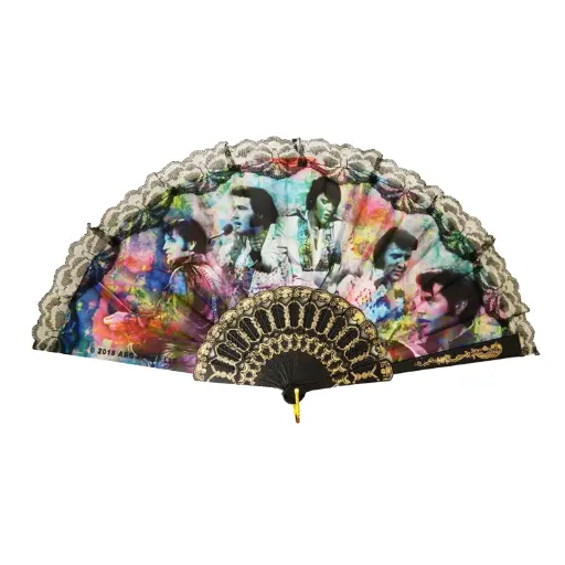 [E8798] Elvis Hand Fan - Colorful Collage