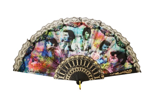 [E8798] Elvis Hand Fan - Colorful Collage