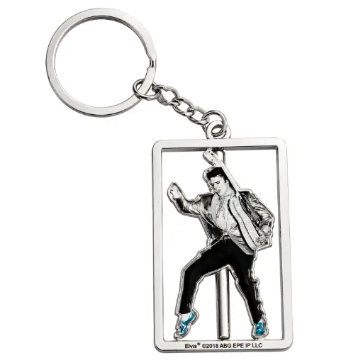 [E8825] Elvis Keychain - Spinner Blue Suede Shoes