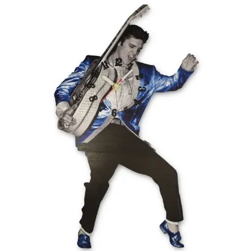 [E8860] Elvis Clock - Swinging Legs Blue Suede Shoes