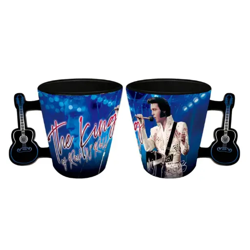 [E8865] Elvis Shot Glass - The King Blue Guitar With Guitar Handle