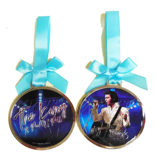 [E8892] Elvis Ornament - The King Blue /White Jumpsuit