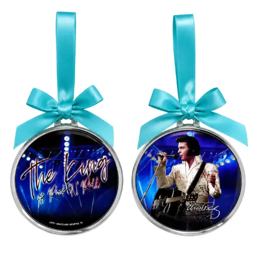 [E8892] Elvis Ornament - The King Blue /White Jumpsuit